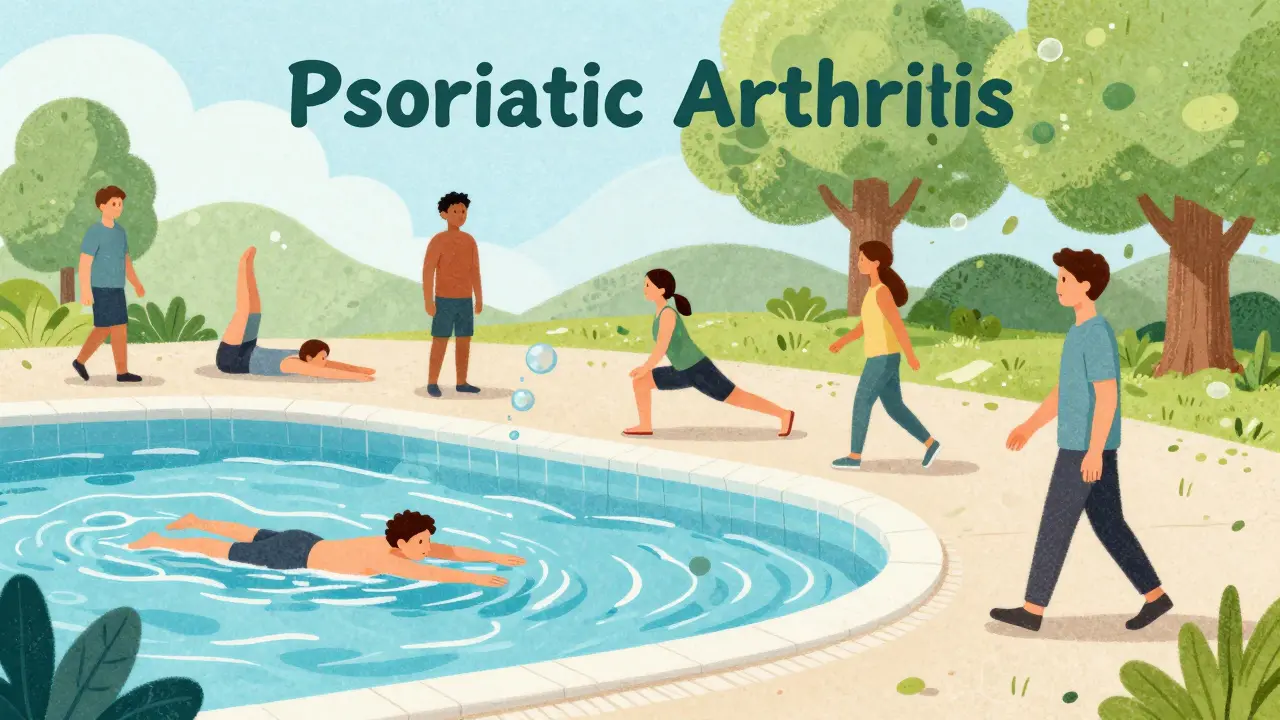 People swimming, yoga, and walking to manage arthritis symptoms