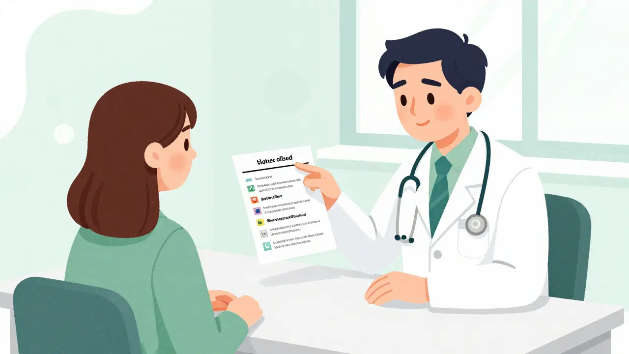 Doctor advising patient on safer asthma medication alternatives and generics