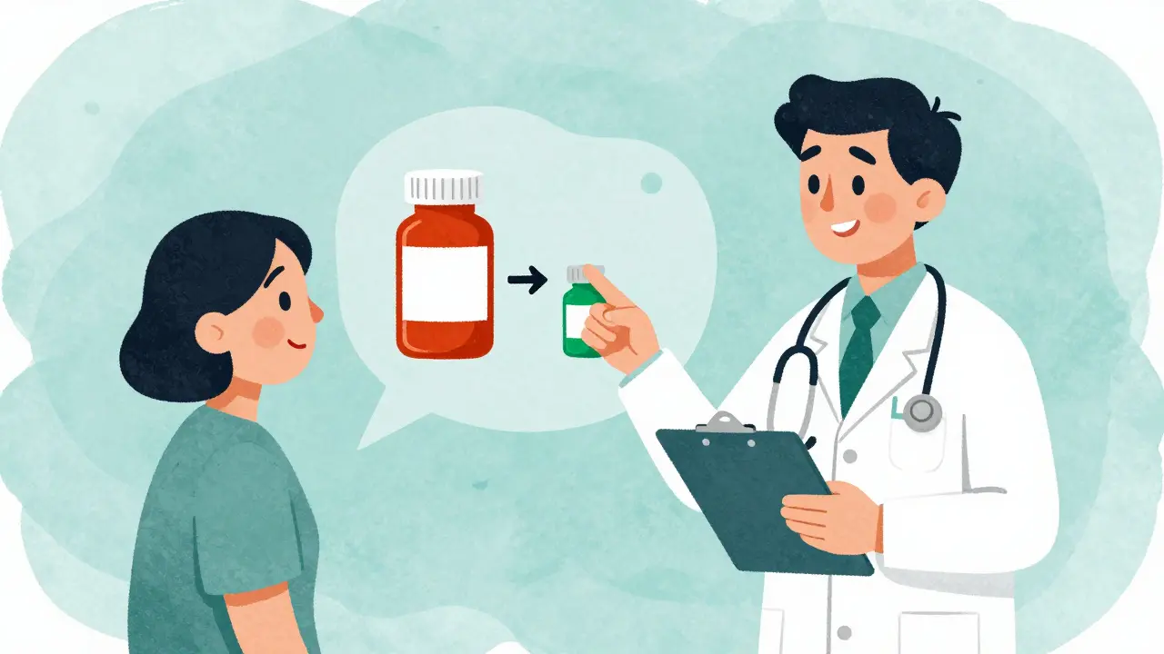 Doctor explaining pill dosage adjustment to patient