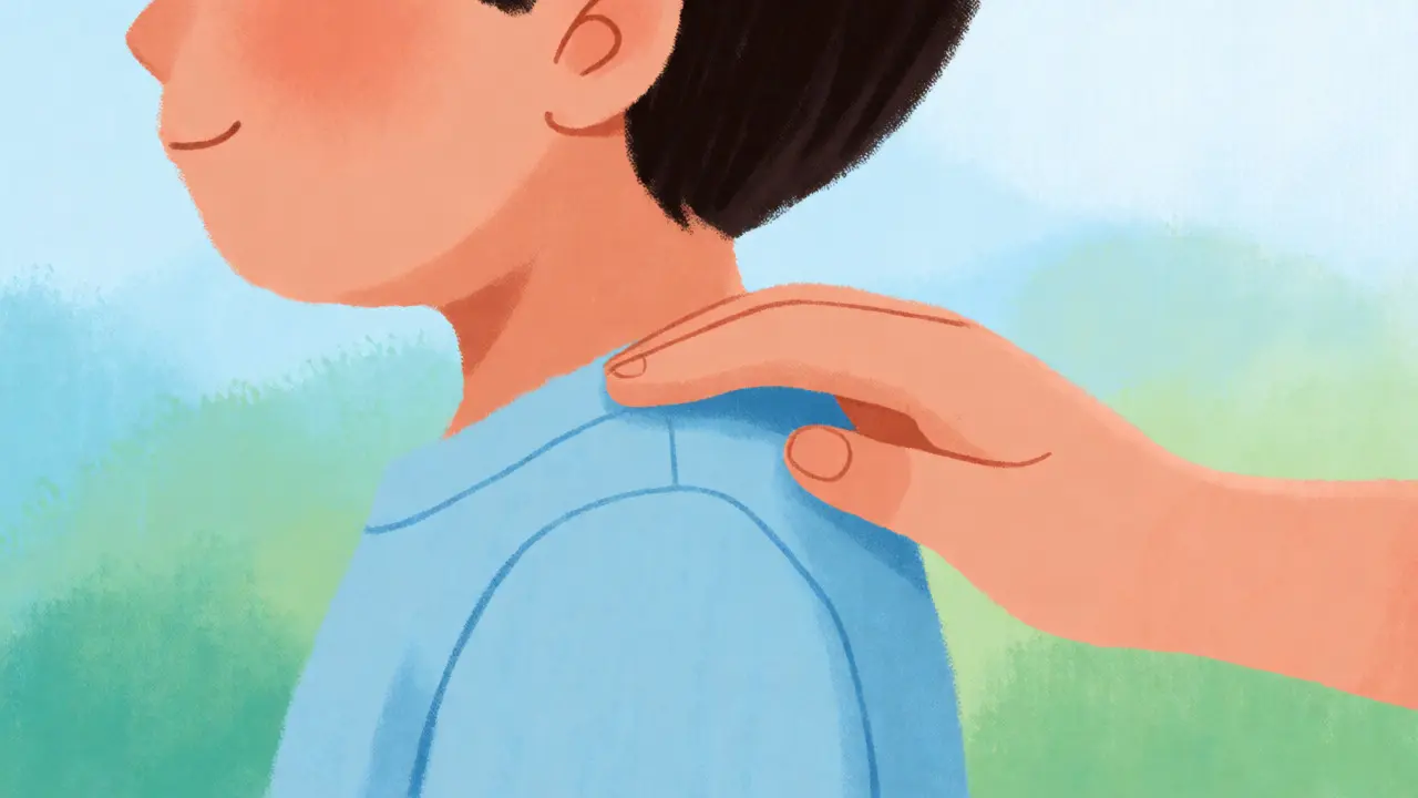 Artistic depiction of a child's shoulder with fading skin bumps, symbolizing natural healing.