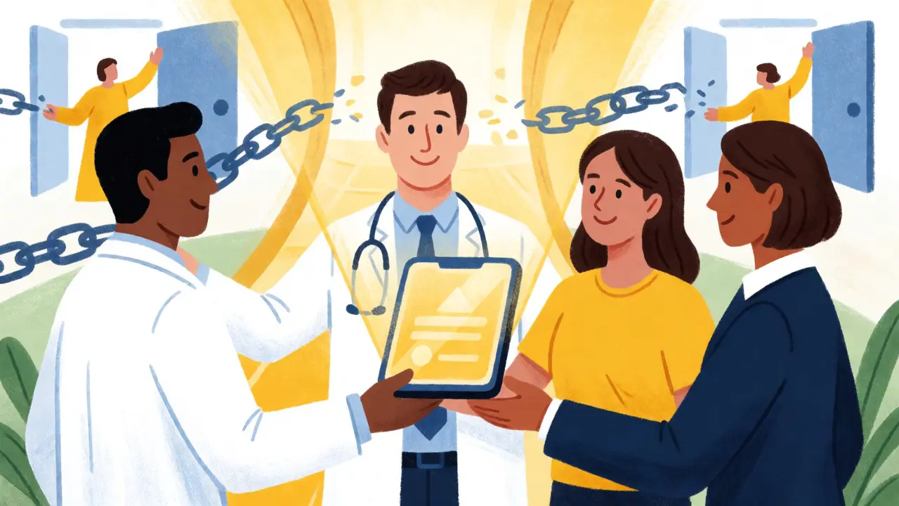 Digital connection linking doctor, patient, and insurer for streamlined approval