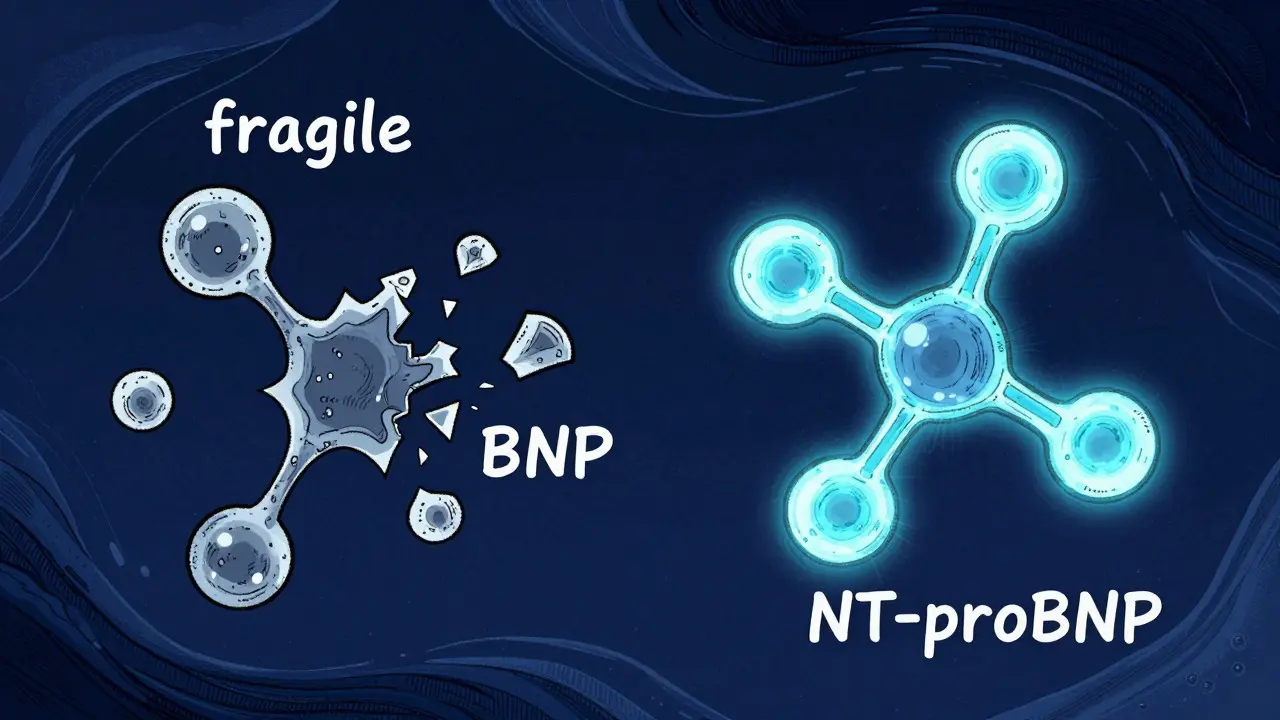 Illustration comparing a fragile breaking molecule with a stable glowing chain