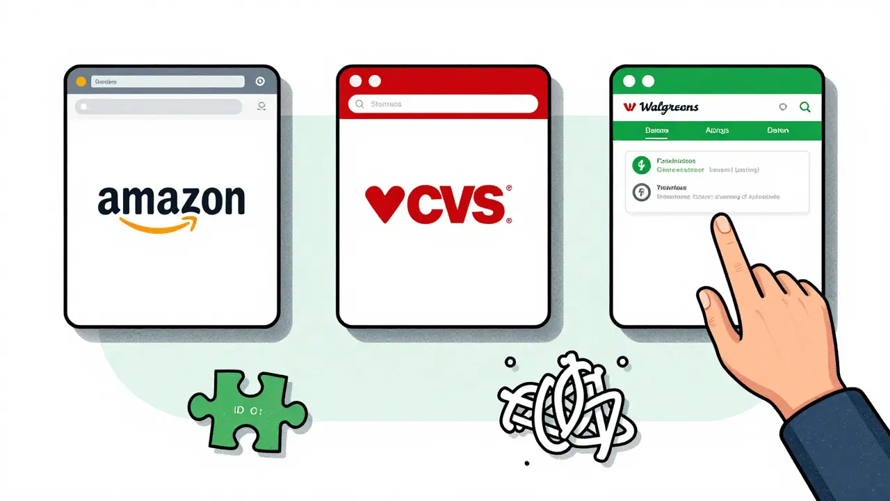 User choosing between different online pharmacy service options